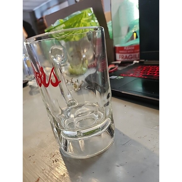 Vintage Coors Beer Mug 5" Heavy Glass Stein Red Logo Barware Collectible - Picture 7 of 11